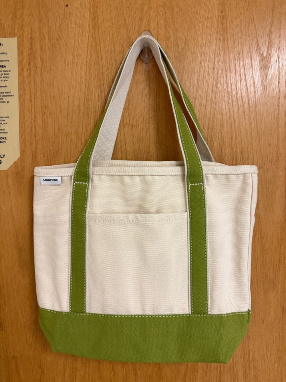 Lands’ End Canvas Tote with Green Trim